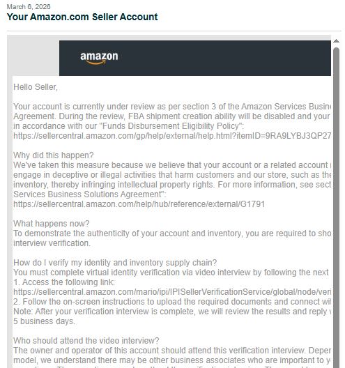 Amazon Account Deactivated